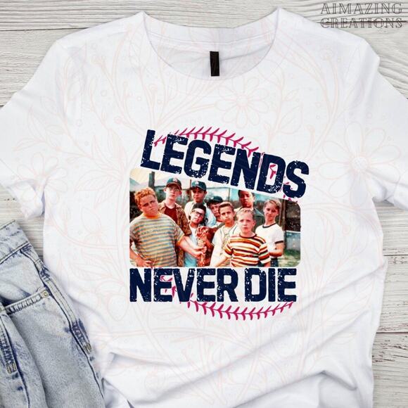 The Sandlot "Legends Never Die" Custom T-shirt - Vintage-Inspired, Unisex - Picture 1 of 2